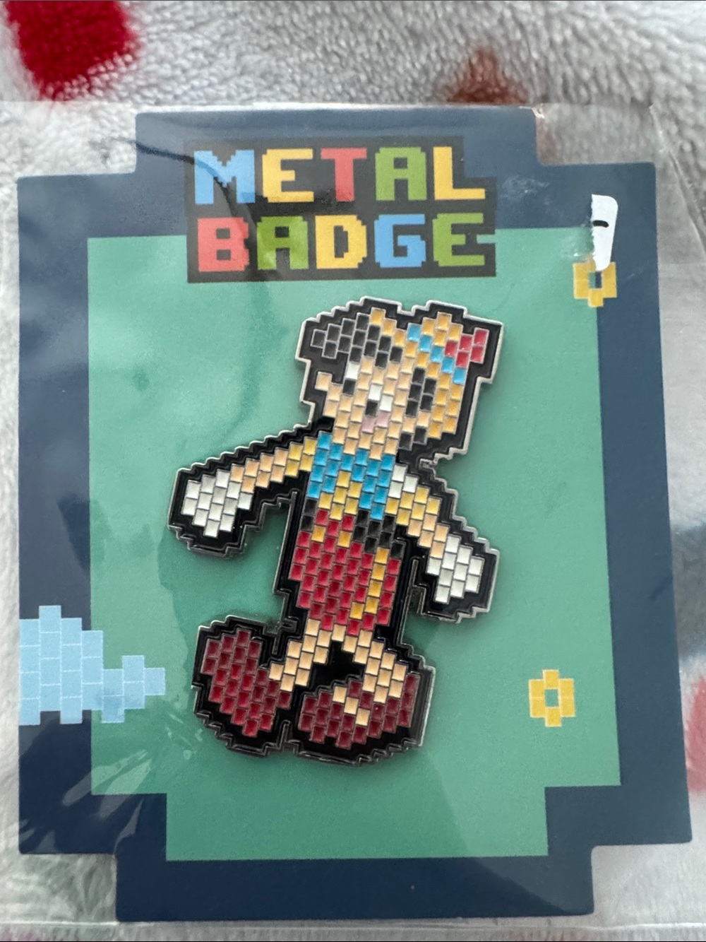 Metal Badge Pixel Pinocchio Pin - Multicolor